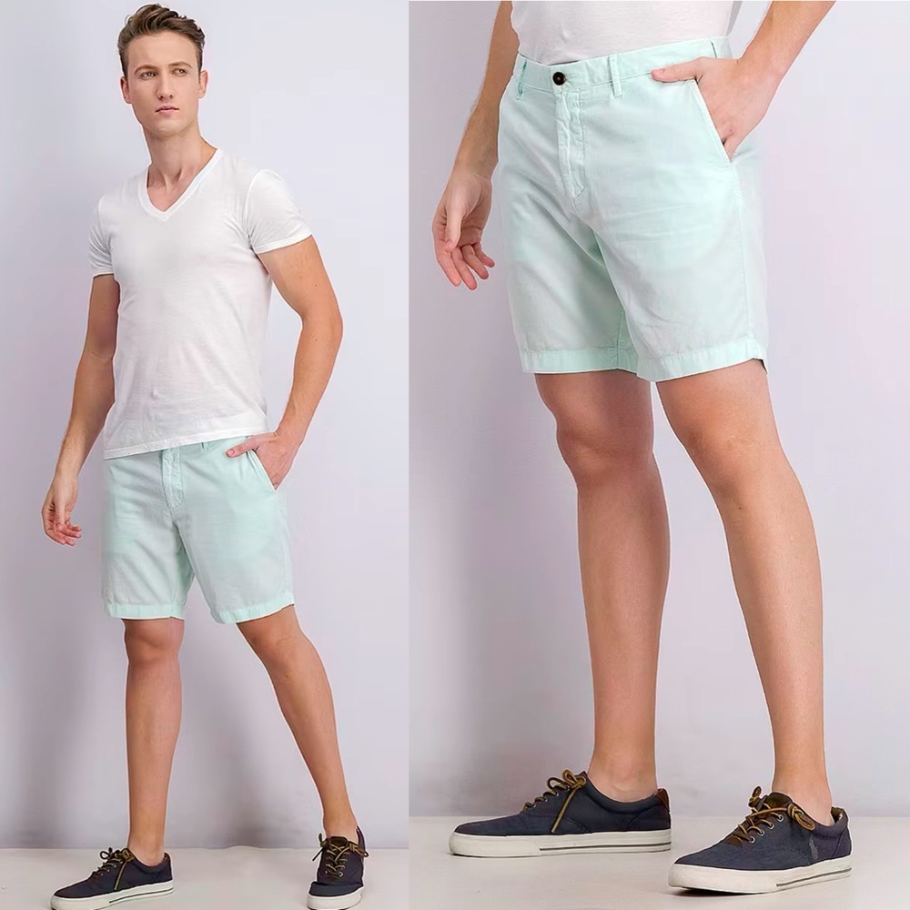 Faherty Harbor Shorts Mens Size 36 Light Green‎ Mint Beach Pockets Pima Minimal